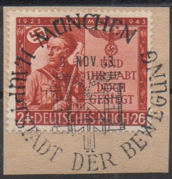 Michel Nr. 863, Feldherrnhalle München auf Briefstück.